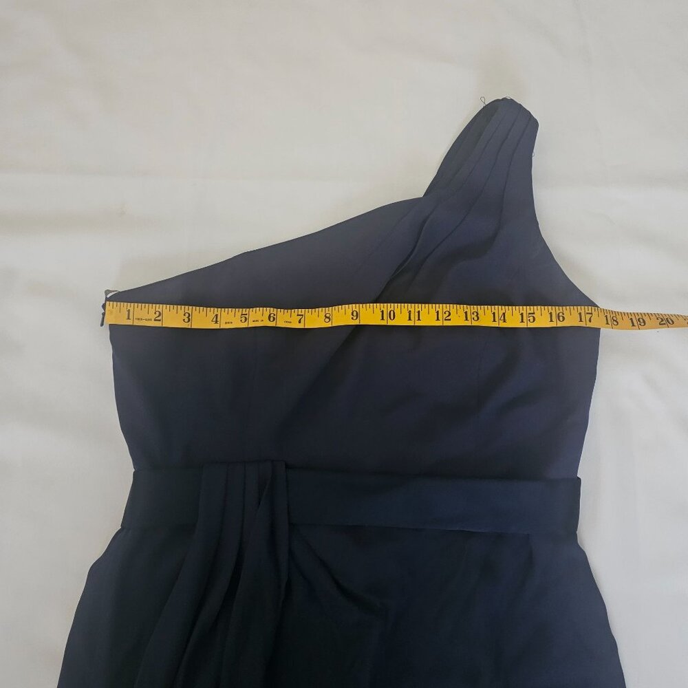 WHITE by Vera Wang Midnight Pleated Waist Tie One Shoulder Cocktail Dress Sz 12 - Picture 9 of 16